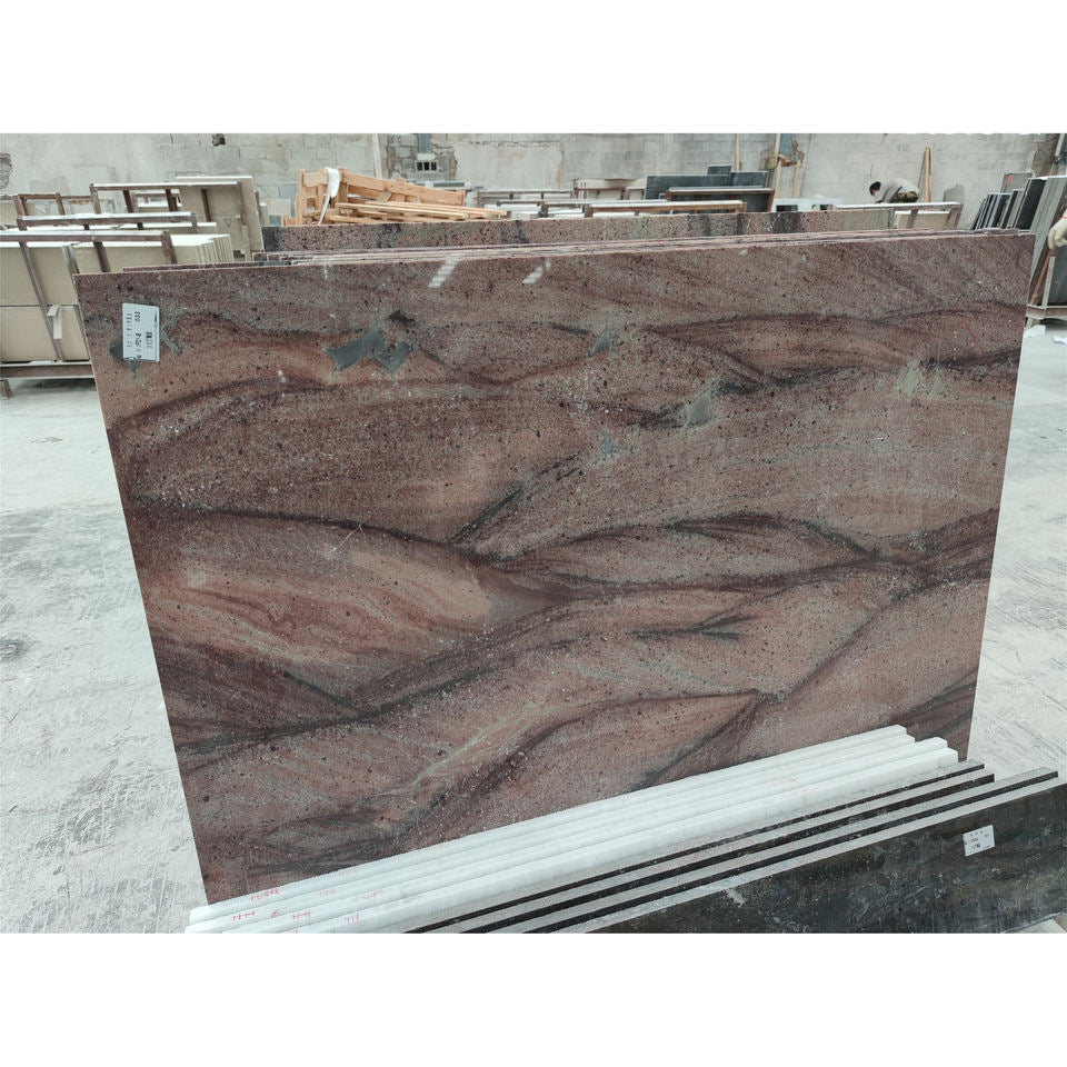 Đá Quartzite tinh thể đỏ ốp tường đánh bóng tự nhiên trang trí