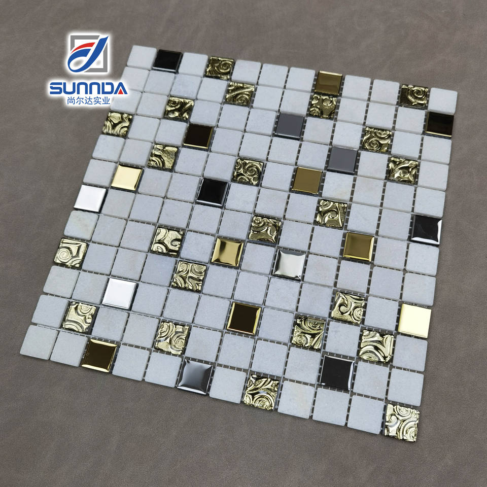 Gạch ốp tường Mosaic Đá Vôi Đá Tự Nhiên Màu Cẩm Thạch