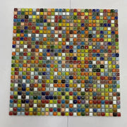 Gạch Mosaic Sứ Gốm Lát Sàn Hình Vuông Nhỏ Cầu Vồng Đa Sắc, Dùng cho Ốp Tường Bếp, Tường Trang Trí và Sàn