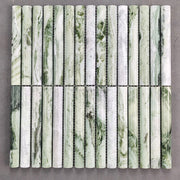 Phổ biến Tự nhiên Dải Mosaic Cẩm Thạch Xanh Gạch Mosaic Cẩm Thạch KitKat Trang Trí Đảo Quầy Bar Tấm Ốp Tường Bếp Đá Cẩm Thạch Có Rãnh Gạch Ốp Bếp