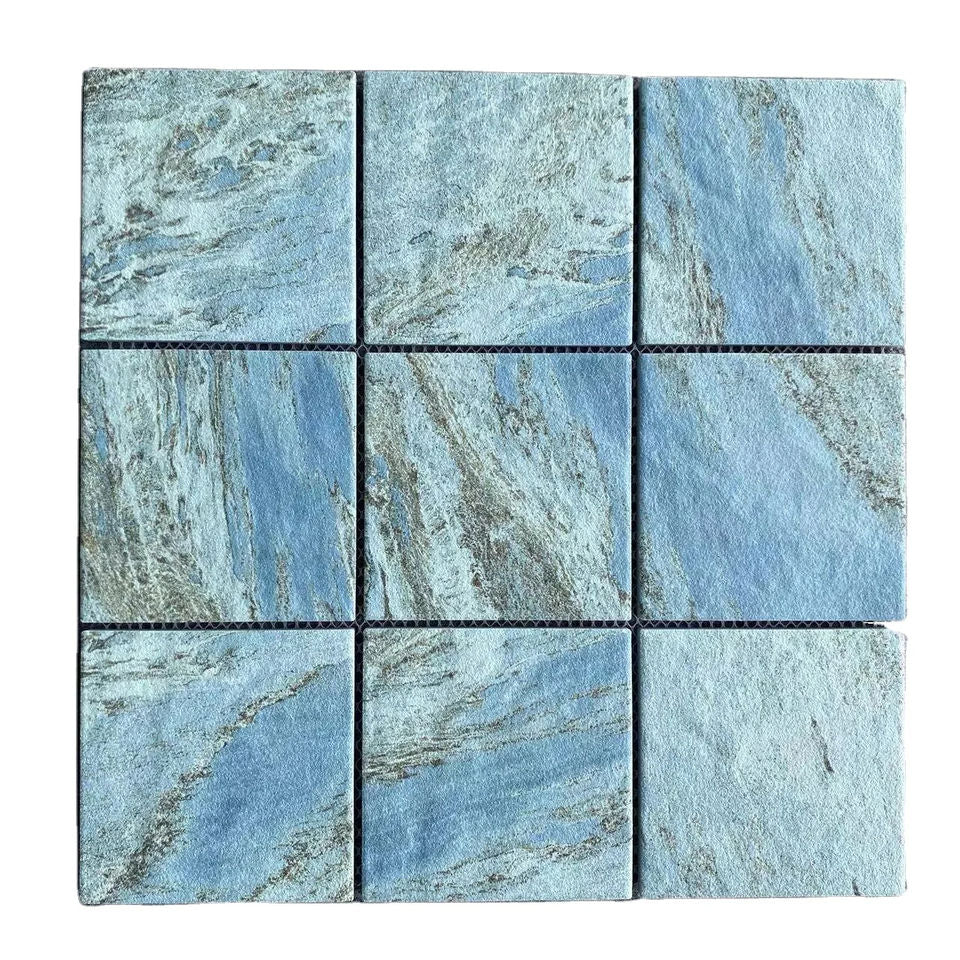 Gạch sứ mosaic men gốm xanh lục vân đá Sukabumi cho hồ bơi