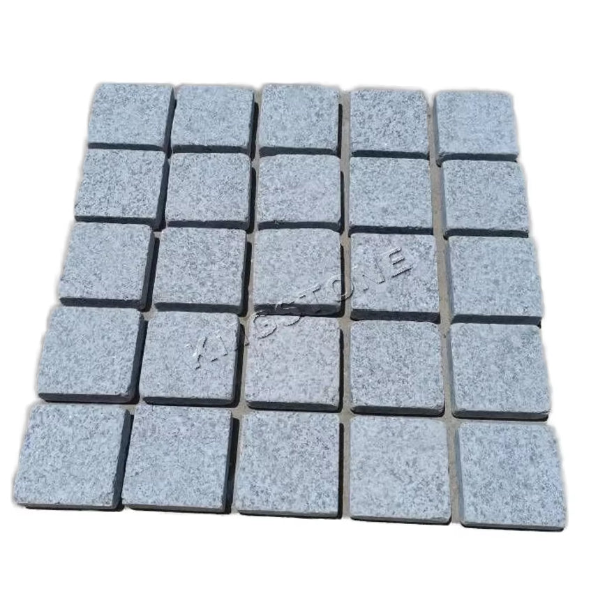 Sỉ Đá Lát Cuội Đen Tự Nhiên, Gạch Khối Vuông Mài Bo Cạnh Thiết Kế Hiện Đại, Gạch Khối Đá Granit Lát Đường Lái Xe Ngoài Trời