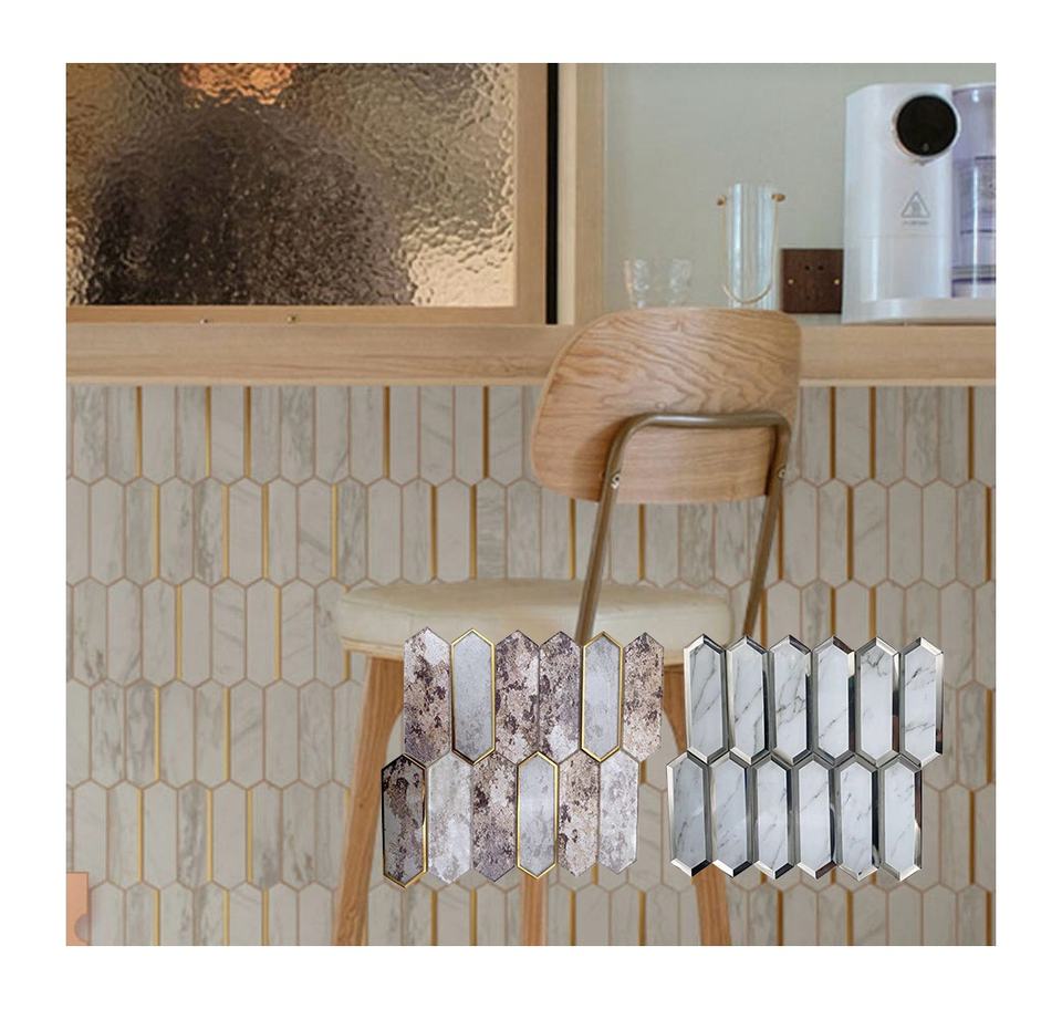 Gạch Mosaic Kính Hình Vuông Họa Tiết Vân Đá Cẩm Thạch In Phun 3D Trang Trí Tường Nội Thất