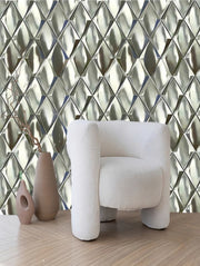 Gạch Mosaic Kim Loại Lõm Hình Vuông Hiện Đại Màu Bạc Hiệu Ứng Kim Cương Trang Trí Tường Nội Thất Với Tấm Lưng Kim Loại