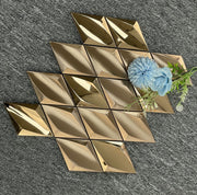 Gạch Mosaic Kim Loại Vàng Hồng Kim Cương Lõm Họa Tiết Vuông, Dùng Cho Tường Nền Trang Trí KTV, Quán Bar, Khách Sạn