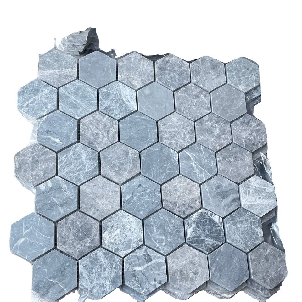 Nghệ thuật Treo Tường Gạch Mosaic Đá Cẩm Thạch Xám Bóng Thiết Kế Hiện Đại Dùng Cho Khách Sạn