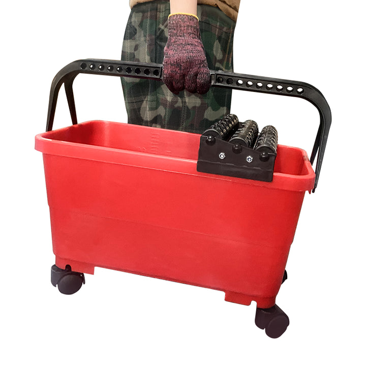 Bộ dụng cụ vệ sinh mạch vữa gạch với xô nhựa 24L, lưới, miếng bọt biển và con lăn đôi