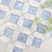 Gạch Ốp Tường Trang Trí Mosaic Bếp Đá Cẩm Thạch Trắng Và Xanh Mòng Két Đánh Bóng