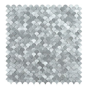 Tấm ốp bếp Gạch Mosaic Kim loại nhôm Tự dính Vảy cá Mini 3D Chiều cao Đa dạng Xám nhạt