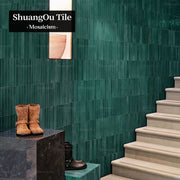 Gạch Mosaic Gốm Sứ Dải Men Ngón Tay Xanh Sóng Bạc Ánh Sáng Biển Trang Trí Tường Phòng Tắm, Bếp, Gia Đình, Nhà Hàng