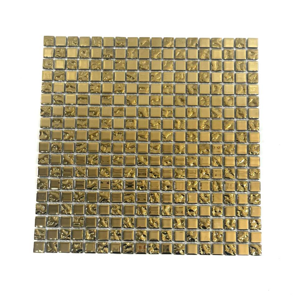 Sỉ nhà máy Gạch Mosaic Thủy Tinh Ốp Tường Trang Trí Họa Tiết Tranh Tường Mạ Điện Vàng Bóng dùng cho Trang Trí Tường Bếp