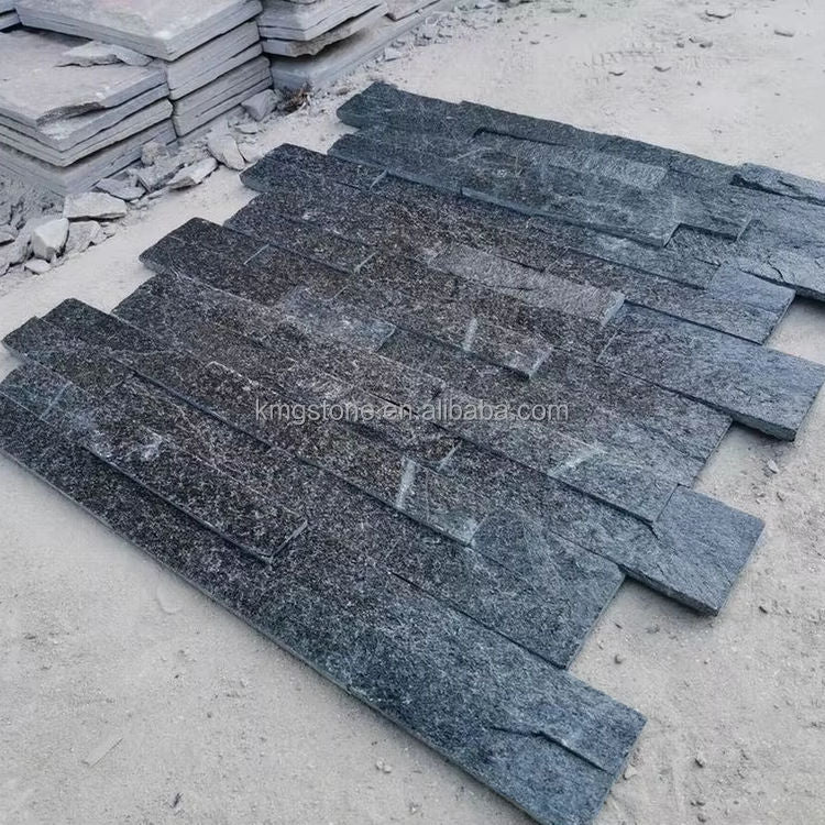 Tấm Ốp Tường Đá Quartzite Đen Ngoài Trời Sang Trọng – Thẩm Mỹ Cao Cấp với Thiết Kế Đá Phiến Cao Cấp