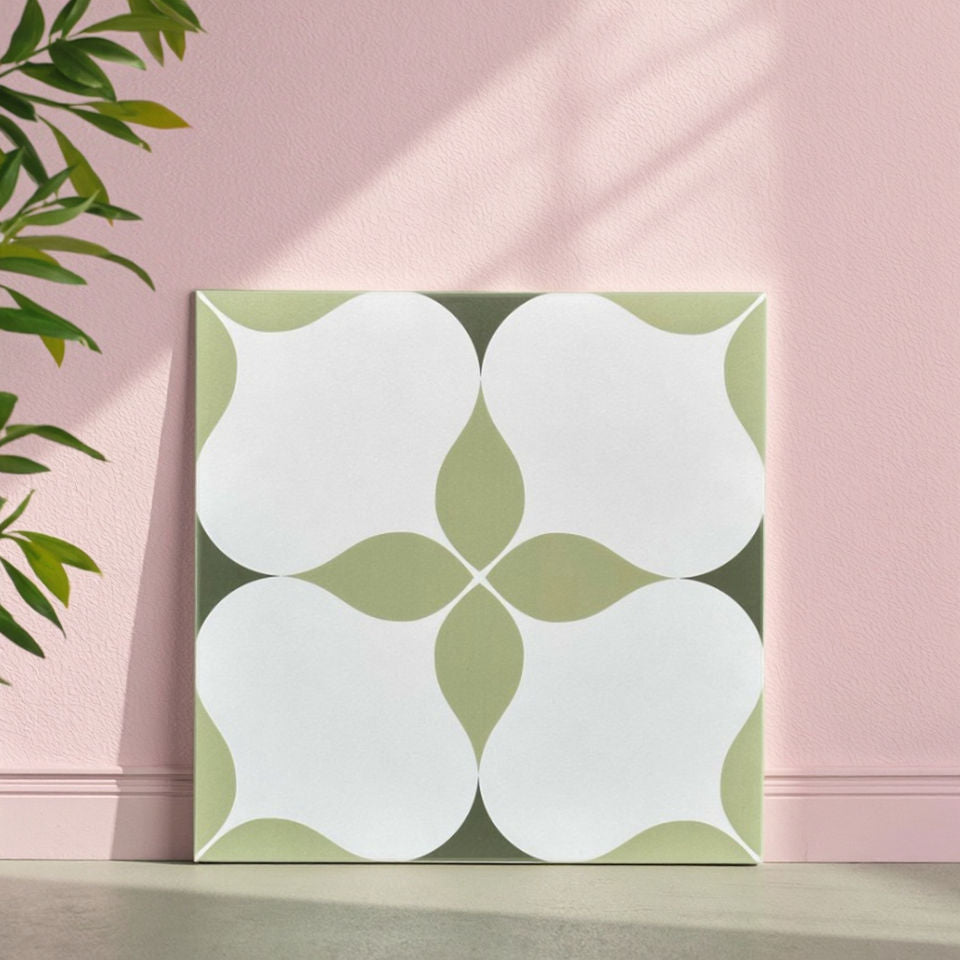 Gạch Porcelain Phong cách Đồng quê Cổ điển Hoa văn Mờ Nhám 400x400mm Ốp Lát Sàn Tường Trang Trí Chống Trượt