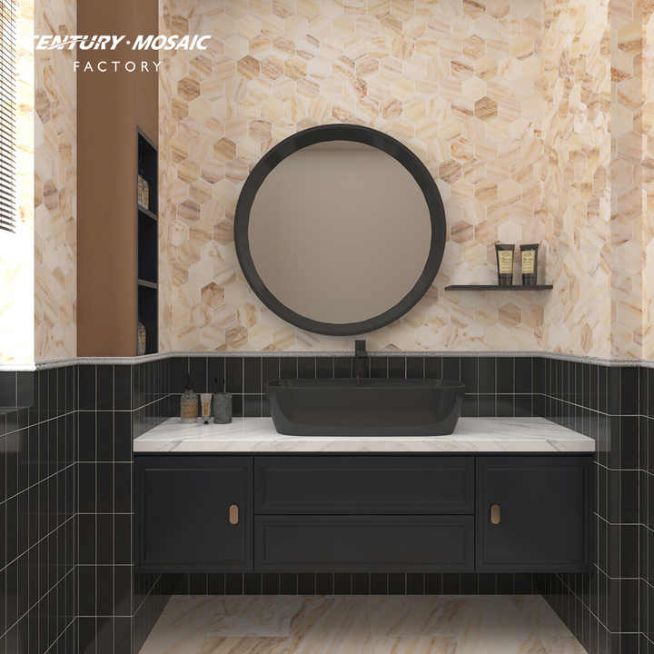 Mẫu Khảm Đá Cẩm Thạch Calacatta Rosa Gold Centurymosaic