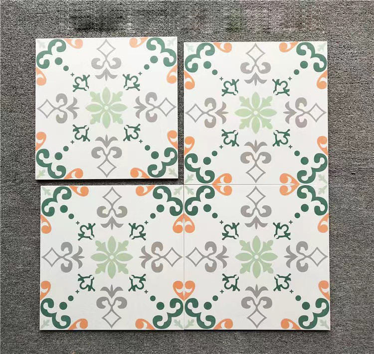 Gạch Porcelain Bề mặt Mờ Thiết kế Hiện đại Họa tiết Hoa lá 300x300mm dùng Ốp tường Lát sàn cho Phòng tắm, Phòng khách, Biệt thự