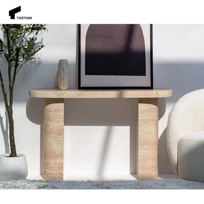 Tostone Nội thất phòng khách Bàn Console Đá Travertine Tự nhiên Lối vào