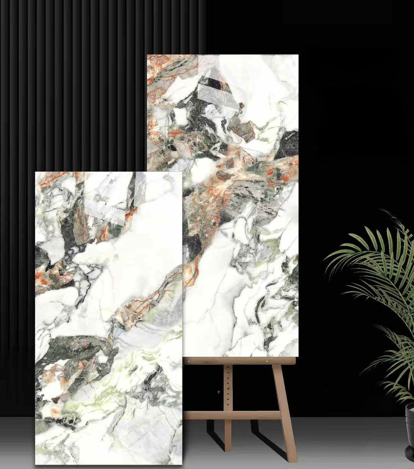 Sang trọng Hiện đại 60x120 Gạch chịu lửa chống trượt Sứ vân đá cẩm thạch đen trắng bóng cho Phòng khách Khách sạn KTV-Trực tiếp từ nhà máy