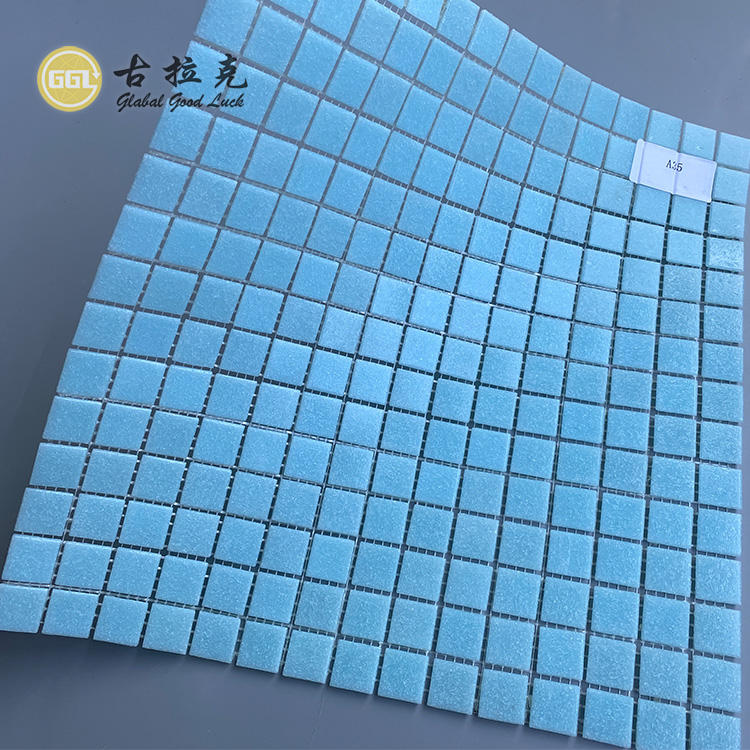 Gạch Mosaic Vuông Xanh Dương Bóng Cổ điển ốp Tường và Ngoài trời cho Hồ bơi, Phòng khách và Phòng ngủ