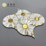 Đá Marble Calacatta Vàng với Gạch Mosaic Hình Tròn Bằng Đồng Thau Dùng Để Trang Trí Tường & Sàn Nội Thất