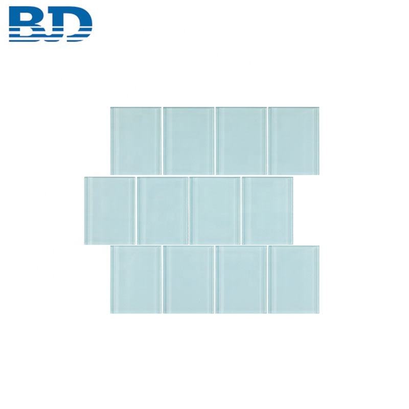 Gạch Mosaic Kính Trang Trí Kiểu Subway Bố Cục So Le, Bề Mặt Mờ, Cạnh Vát Thẳng, Dùng Cho Tường Phòng Tắm Và Vách Kệ Bếp