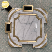 Gạch Mosaic Đá Cẩm Thạch Trắng Calacatta Pha Chỉ Đồng Thiết Kế Hiện Đại