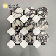 Gạch Mosaic Cắt Tia Nước Hình Tròn Đá Cẩm Thạch Calacatta Viola Thiết Kế Hiện Đại Trang Trí Nội Thất