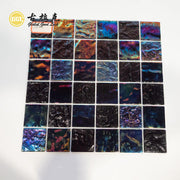 Gạch mosaic thủy tinh bóng óng ánh đen trang trí tường cho hồ bơi