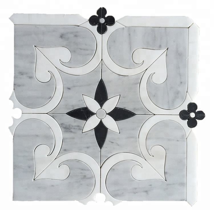 Gạch Mosaic Cắt Tia Nước Họa Tiết Độc Đáo Đá Cẩm Thạch Xám Bóng