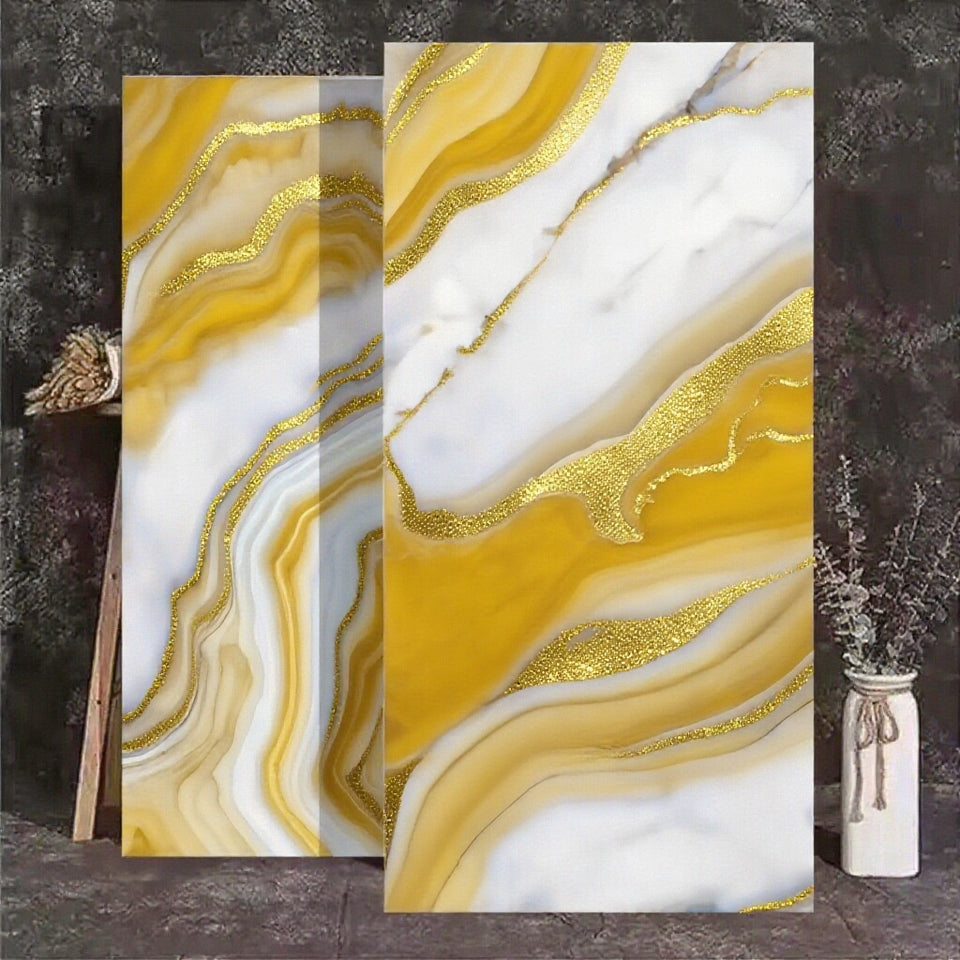 Gạch tráng men xanh vàng cho trang trí tường biệt thự, căn hộ hiện đại, phòng khách, phòng ăn, phòng tắm và sàn nghệ thuật mạ vàng đầy màu sắc.