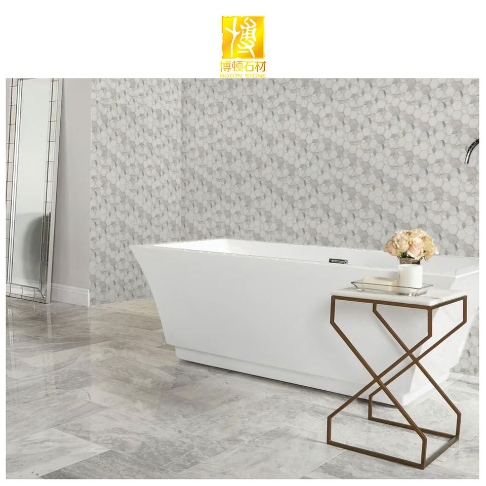 BOTON STONE Gạch Mosaic Đá Cẩm Thạch Carrara Trắng Ý Hình Lồng Đèn Ốp Tường