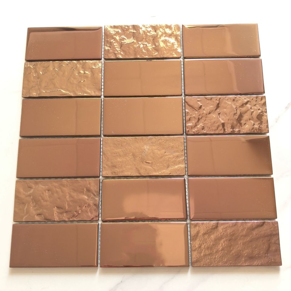 Gạch Mosaic Kính Kim Loại Màu Đồng Mới Ốp Tường Phòng Tắm