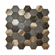Gạch ốp tường Mosaic nhôm tự dán màu Be nâu Epic, trang trí nhà cửa, cải tạo mặt tiền, ốp lưng bếp, lắp đặt dễ dàng.