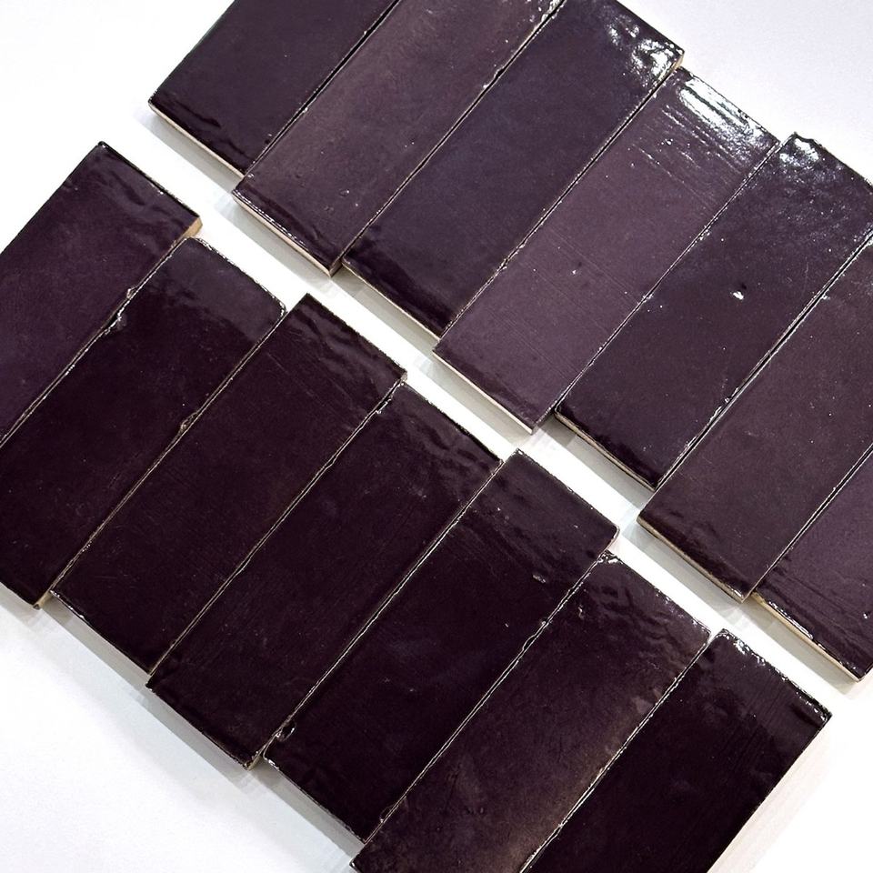 Gạch ốp tường tráng men Ma-rốc chất lượng cao cấp màu tím thủ công dùng cho nội thất phòng ngủ, phòng khách, siêu thị, công viên