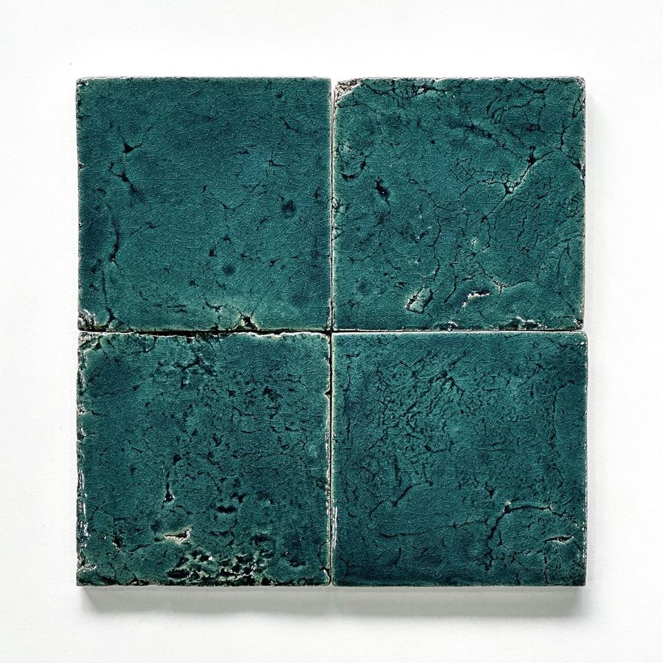 Gạch Đất Sét Nghệ Thuật Cổ Điển Làm Thủ Công Họa Tiết Rạn Băng Xanh Vàng, Phát Sáng, Chịu Lửa Dùng Cho Tường Ngoài, Gạch Sân Vườn Xanh Vàng