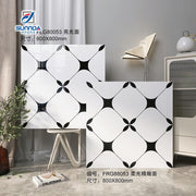 Gạch Lát Sàn Sứ Trang Trí Nhà Cửa Trắng Đen Họa Tiết Hoa Tráng Men Bóng Mờ