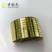 Miếng Dán Gạch Mosaic Thủy Tinh Vàng Tự Dính Thiết Kế Vân Gỗ Parquet Trang Trí Tường Nội Thất Hình Vuông Thủ Công Cho Phòng Khách Hiện Đại