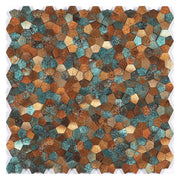 Gạch Mosaic Hợp Kim Nhôm Bóc Dán 3D Mini Ngũ Giác Bất Quy Tắc Đồng Thau Xanh Đồng Cổ Điển