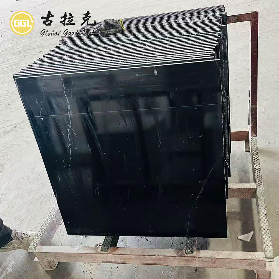 Cung cấp từ nhà máy Tấm đá cẩm thạch đen Nero Marquina tự nhiên cắt theo kích thước
