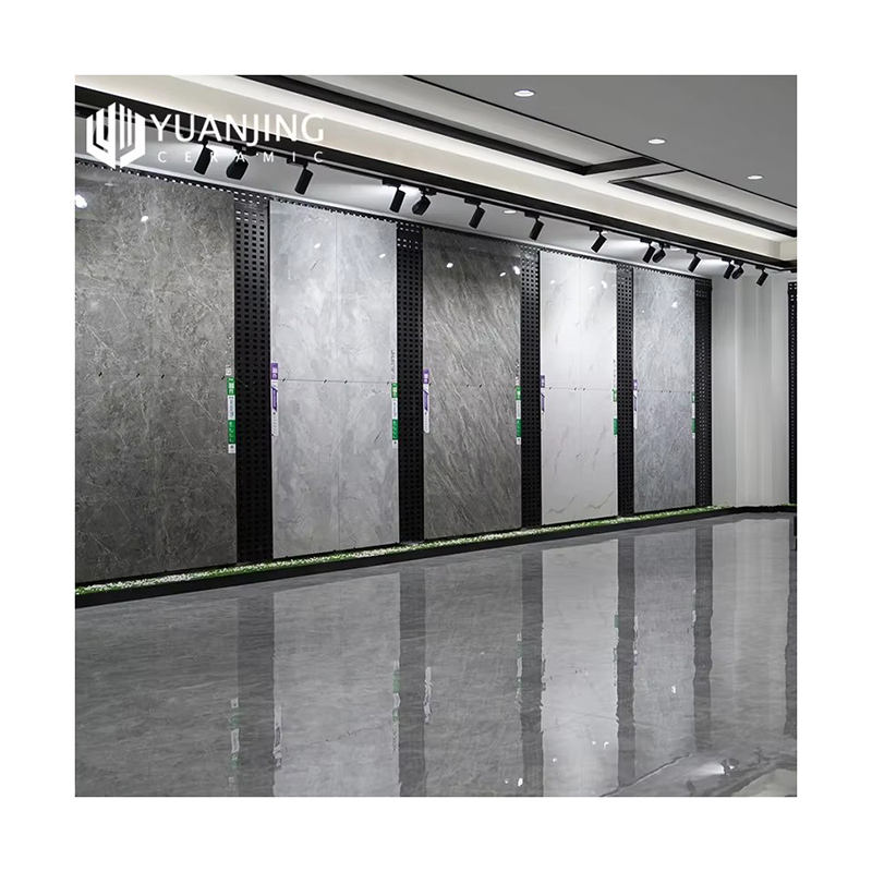 Gạch lát sàn và ốp tường sứ vân đá cẩm thạch bóng màu xám nhạt 400x800mm cho phòng tắm và nội thất