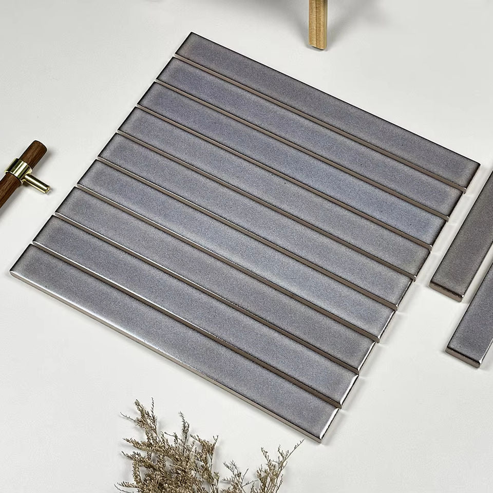 Gạch Ốp Tường Nội Thất Gốm Mosaic Hiện Đại Tối Giản Thanh Dài Nhỏ Vân Băng Cho Bếp, Phòng Tắm, Quầy Bar