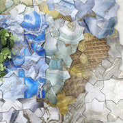 Gạch ốp tường Mosaic nhôm cao cấp đốm vàng, gạch kim loại trang trí tường phòng khách