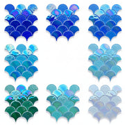 Gạch lát Goodluck Mosaic Kính Thiết Kế Hiện Đại Hoạ Tiết Parquet Hình Quạt Dùng Cho Trong Nhà & Ngoài Trời Để Trang Trí Bể Bơi Phòng Tắm Biệt Thự