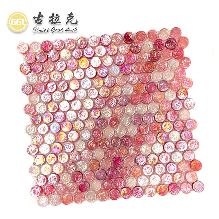 Gạch ốp tường bóng Goodluck Mosaic Kính Hồng thiết kế sang trọng