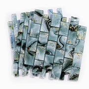 Sản phẩm mới bán chạy Gạch mosaic kính dập vàng 300x300mm có đường vân vàng dùng cho bếp khách sạn và căn hộ