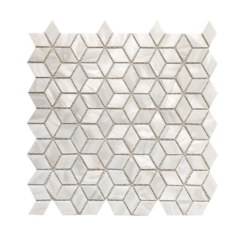 Gạch Mosaic Vỏ Sò Kiểu Parquet Châu Âu Bề Mặt Bóng Trắng Ngọc Trai Trang Trí Tường Nội Thất Hiện Đại Cho Tường Nền Phòng Khách Ban Công