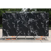 Mặt Bàn Bếp Đá Nung Kết Đen Vân Trắng Phong Cách Pháp Hoàn Thiện Mờ 320x160