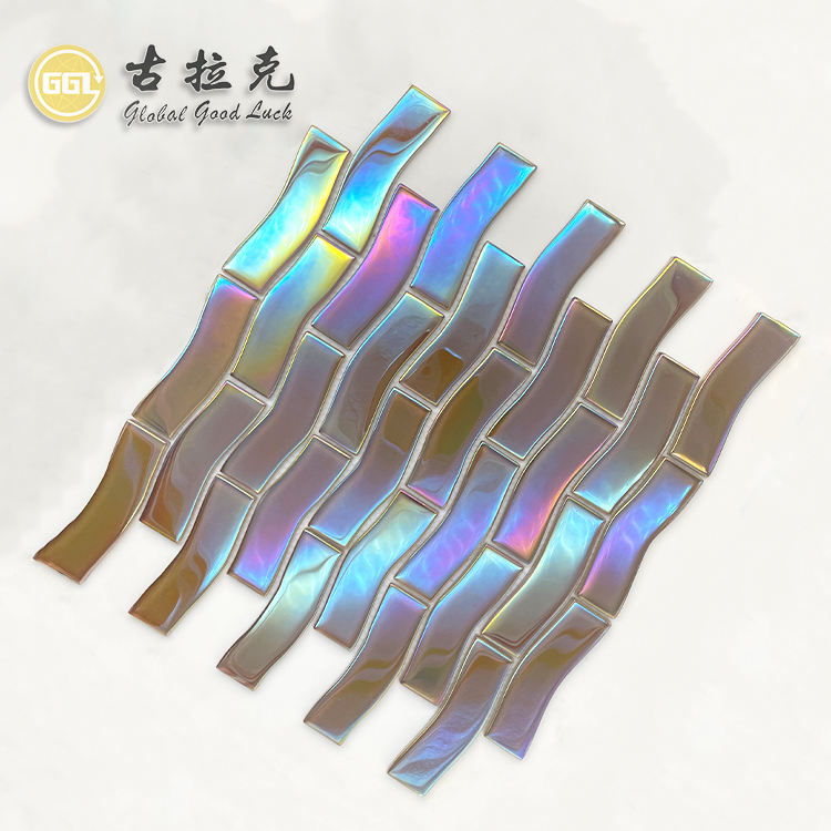 Goodluck Mosaic Gạch Mosaic Kính Hiện Đại Màu Nâu Lượn Sóng Đầy Màu Sắc Để Trang Trí Phòng Ngủ, Bếp, Phòng Tắm, Hành Lang, Đa Năng