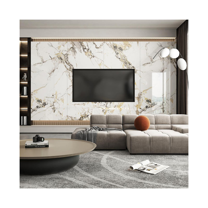 Gạch Porcelain Đá Nung Kết Tấm Lớn Cho Tường Nền & Sàn Nội Thất 1200*2700mm Bề Mặt Bóng