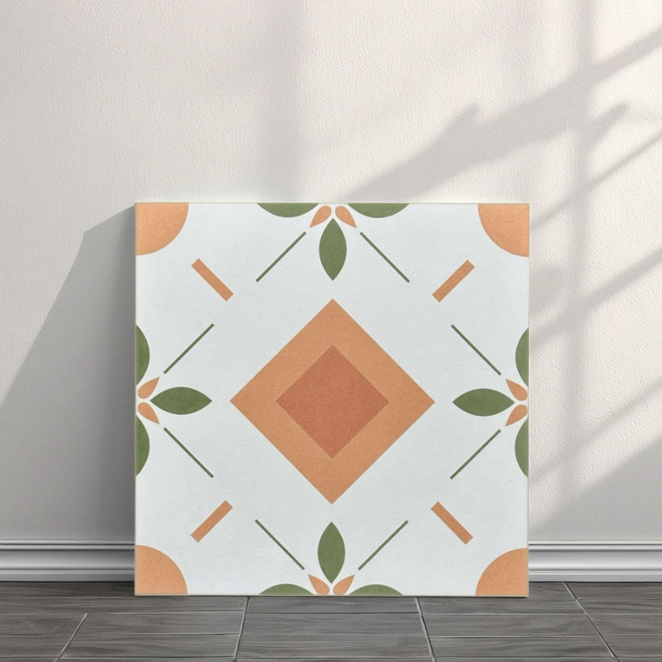 Gạch Porcelain Họa Tiết Hoa Phong Cách Đồng Quê Tươi Mát Mờ 400x400mm, Mộc Mạc, Trang Trí, Chống Trượt, Dùng Lát Sàn Và Ốp Tường