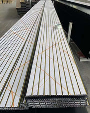 Tấm ốp tường Pvc trang trí chống thấm nước, Tấm ốp tường Pvc có rãnh màu đen vàng, Tấm ốp Pvc có rãnh